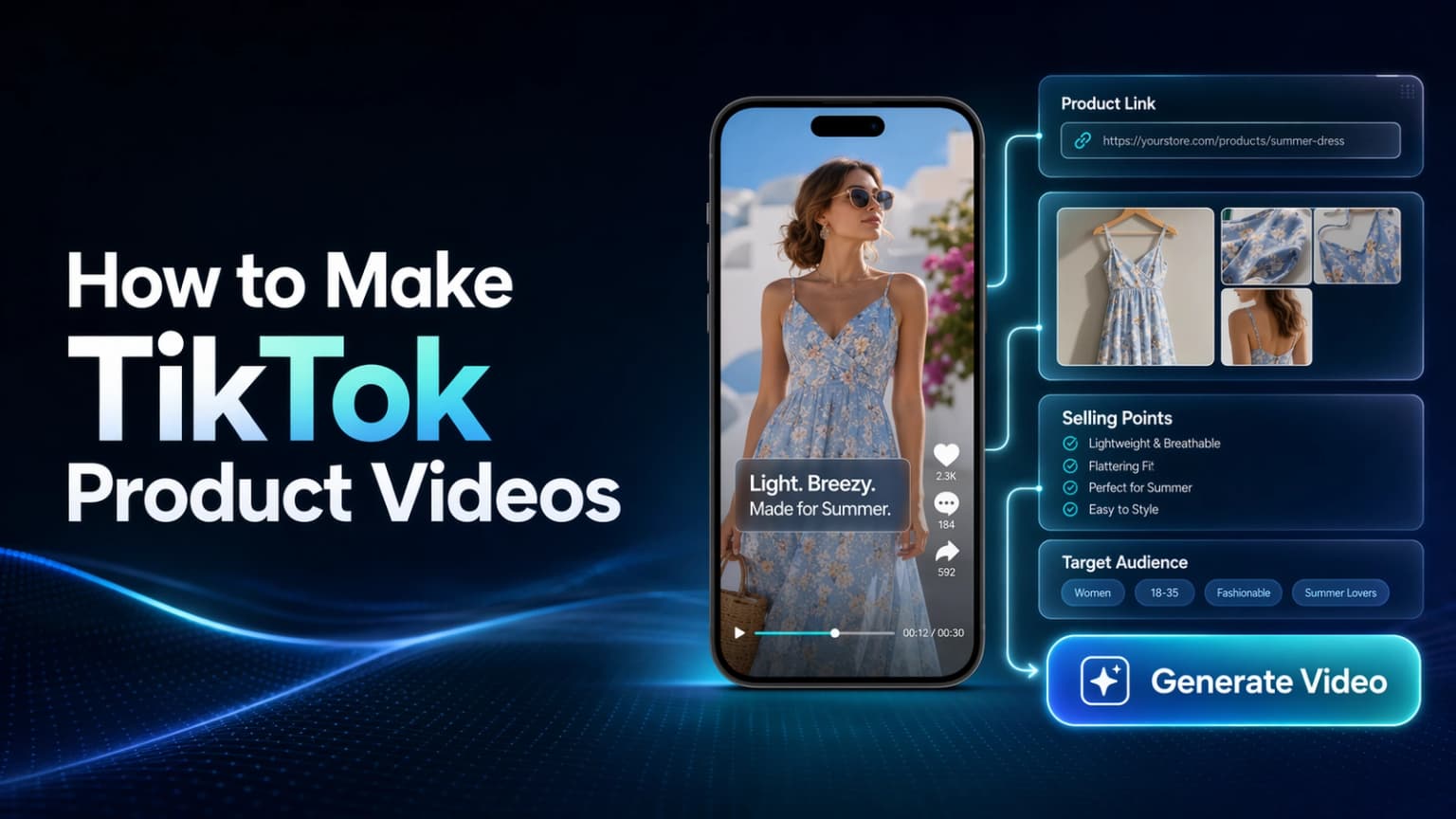 生成第一条 TikTok 带货视频：商品链接、素材和卖点填写指南