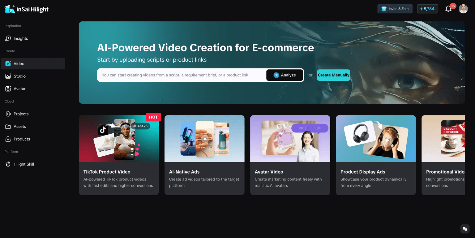 HiLight Smart Video input page in English